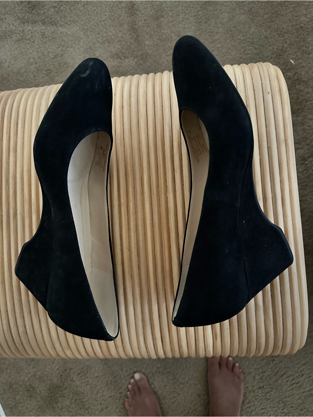 Cole Haan Black Suede Pointed Wedge Pumps